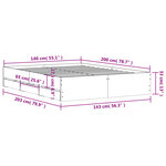 vidaXL Cadre de lit avec tiroirs sans matelas gris béton 140x200 cm