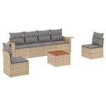 vidaXL Salon de jardin avec coussins 7Pièces mélange beige résine tressée