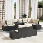 vidaXL Ensemble de canapé de jardin 9 pièces avec coussins Noir en Poly Rattan