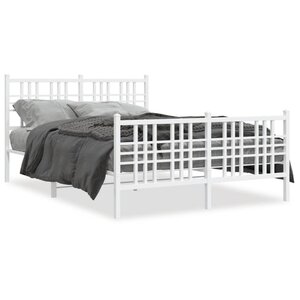 vidaXL Cadre de lit métal sans matelas et pied de lit blanc 120x200 cm