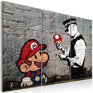 Tableau - super mario mushroom cop by banksy l x h en cm 120x80