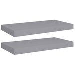 vidaXL Étagères murales flottantes 2 Pièces gris 50x23x3 8 cm MDF