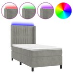vidaXL Sommier à lattes de lit matelas LED Gris clair 90x200cm Velours