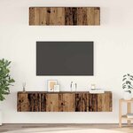 vidaXL Ensemble de meubles TV Montage mural 4 Pièces Bois ancien Moyen