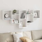 vidaXL Étagère murale blanc 159x18x66 cm bois d'ingénierie