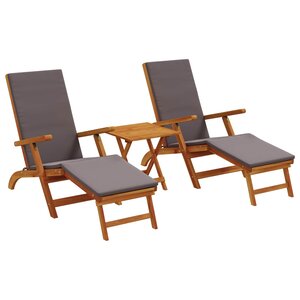 vidaXL Chaise longue inclinable et pliable 3 Pièces Gris foncé