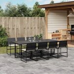 vidaXL Ensemble à manger de jardin 9Pièces coussins noir résine tressée