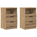vidaXL Tables de chevet 2 Pièces chêne artisanal bois d'ingénierie