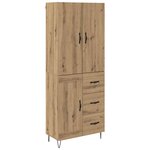 vidaXL Haut Armoire 2 Pièces Chêne artisanal Bois d'ingénierie et verre