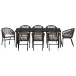 vidaXL Ensemble de salle à manger pour jardin 9 Pièces Marron Poly rotin