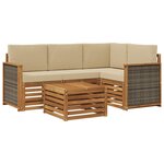 vidaXL Ensemble de canapés d'extérieur 5 pc Naturel et Beige Polyester