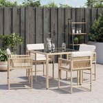 vidaXL Chaises de jardin avec coussins lot de 4 beige résine tressée
