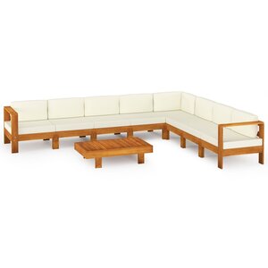 vidaXL Salon de jardin 9 pièces avec coussins 100 x 60 cm Bois d'acacia