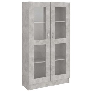 vidaXL Armoire à vitrine Gris béton 82 5x30 5x150 cm Bois d'ingénierie