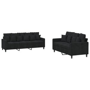 vidaXL Ensemble de canapés 2 Pièces avec coussins Noir Velours