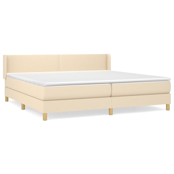 vidaXL Sommier à lattes de lit avec matelas Crème 200x200 cm Tissu