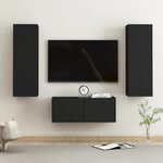 vidaXL Ensemble de meubles TV 3 Pièces Noir Bois d'ingénierie