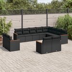 vidaXL Salon de jardin 12 Pièces avec coussins noir résine tressée