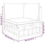 vidaXL Salon de jardin 5 Pièces avec coussins blanc crème bambou