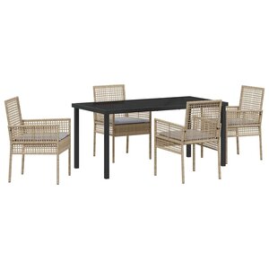 vidaXL Ensemble de salle à manger pour jardin 5 Pièces Beige Poly rotin