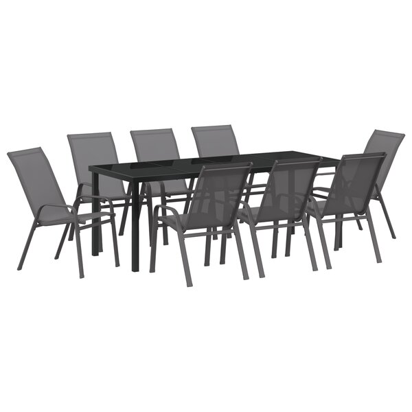 Ensemble de salle à manger de jardin 9 pièces vidaXL Gris Textilène et Acier