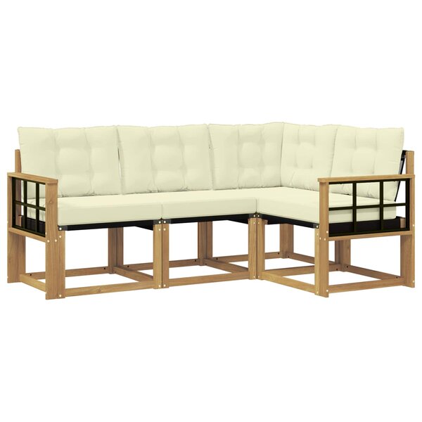 vidaXL Ensemble de canapés d'extérieur 4 pc Blanc et crème