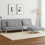 vidaXL Canapé-lit à 2 places avec repose-pied gris clair tissu