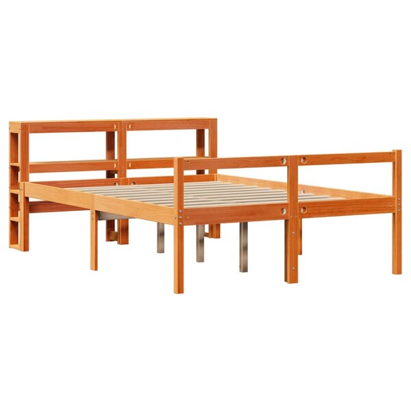 vidaXL Cadre de lit et tête de lit cire marron 120x200 cm bois de pin