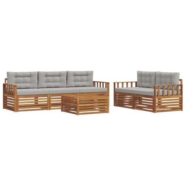 vidaXL Ensemble de canapés d'extérieur 6 Pièces Gris Naturel et Clair