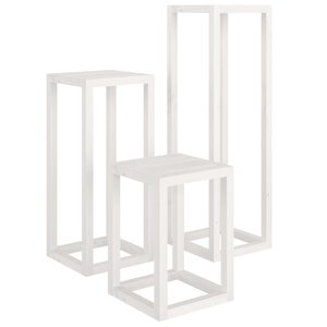 vidaXL Ensemble de supports pour plantes 3Pièces Blanc Bois de pin massif