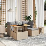 vidaXL Salon de jardin avec coussins 6 Pièces beige résine tressée