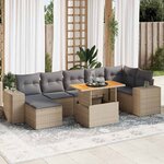 vidaXL Salon de jardin avec coussins 8 Pièces beige résine tressée