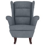 vidaXL Fauteuil à bascule à oreilles en velours gris foncé bois massif