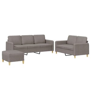 vidaXL Ensemble de canapés 3 Pièces avec coussins Taupe Tissu