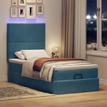 vidaXL Cadre de lit ottoman avec matelas bleu foncé 90x190 cm velours