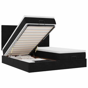 VidaXL Cadre de lit ottoman avec matelas noir 200x200cm velours