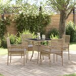 vidaXL Ensemble repas jardin 5 pièces Beige en poly rotin