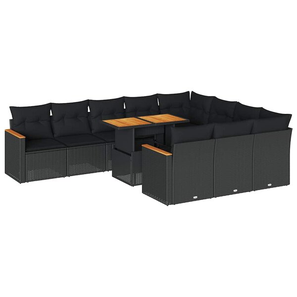 vidaXL Ensemble de canapés de jardin 11 Pièces et coussins rotin acacia