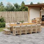vidaXL Ensemble à manger de jardin et coussins 15 Pièces beige