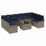 vidaXL Ensemble de canapé de jardin 10 Pièces Gris Poly rotin
