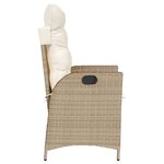 vidaXL Chaises inclinables de jardin lot de 2 et coussins beige rotin