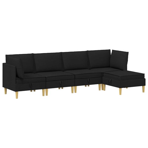 vidaXL Canapé modulaire avec rangement 5 Pièces Noir Tissu