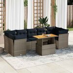 vidaXL Salon de jardin 6 Pièces avec coussins gris résine tressée