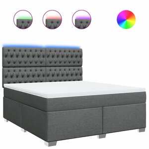vidaXL Sommier à lattes de lit avec matelas Gris foncé 180x200cm Tissu