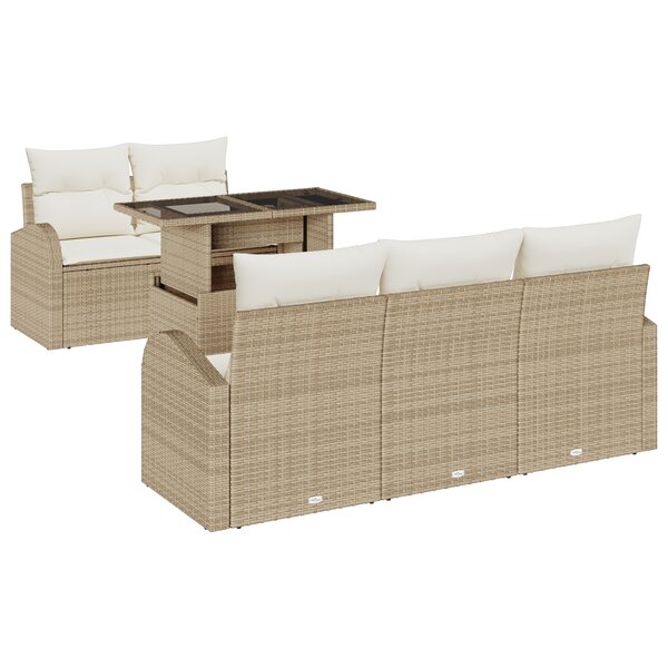 vidaXL Ensemble de canapé de jardin 6 pièces avec coussins en poly rattan beige