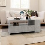 vidaXL Table basse gris béton 102x55x42 cm bois d'ingénierie