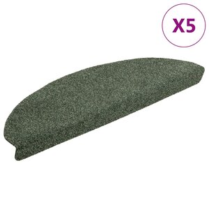 vidaXL Tapis d'escalier autocollants 5 pièces 65 x 21 x 4 cm Vert Demi-rond Grand