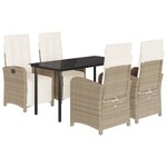 vidaXL Ensemble à manger de jardin avec coussins 5Pièces Beige poly rotin