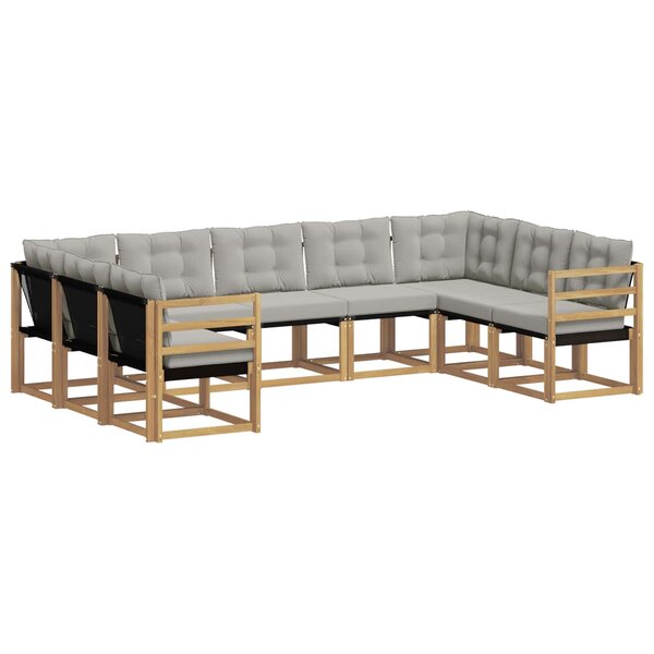 vidaXL Ensemble de canapés d'extérieur 9 pc Blanc et gris clair
