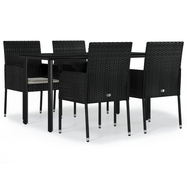 vidaXL Ensemble à manger de jardin coussins 5Pièces Noir Résine tressée